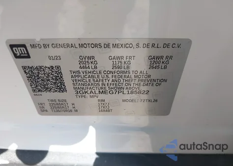 2023 GMC Terrain Fwd Sle из США, поврежденный, VIN 3GKALMEG7PL185822